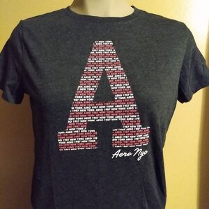 Aeropostale woman's classic crew T-shirt grey with big A logo size large